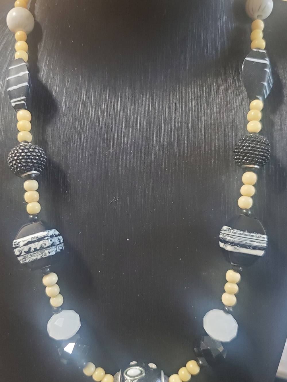 Handcrafted Artisan Necklace Mixed Materials 22"